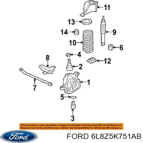Comprar 6L8Z5K751AB Ford Tuerca excéntrica del brazo inferior trasero
