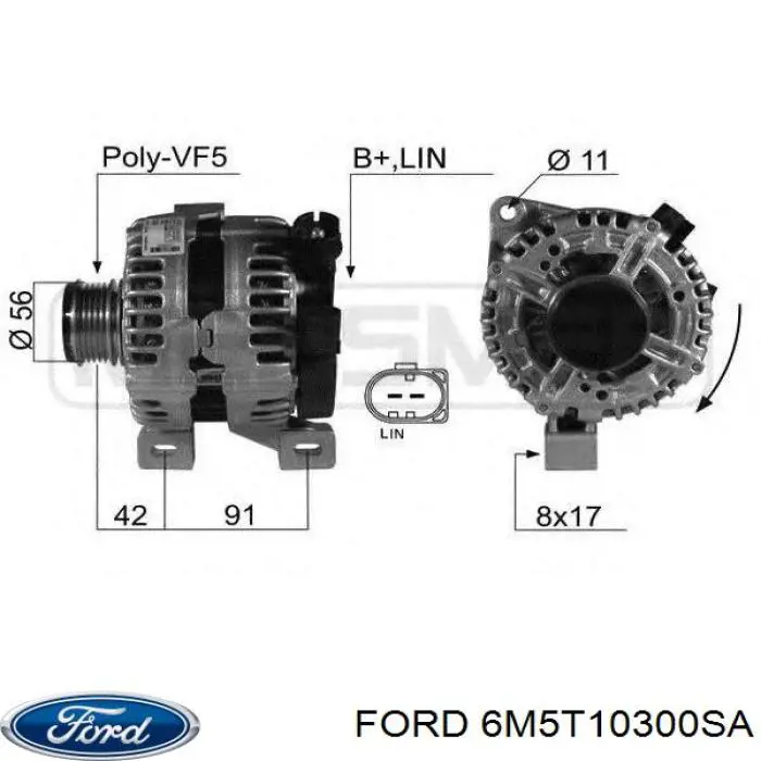 6M5T-10300-SA Ford alternador