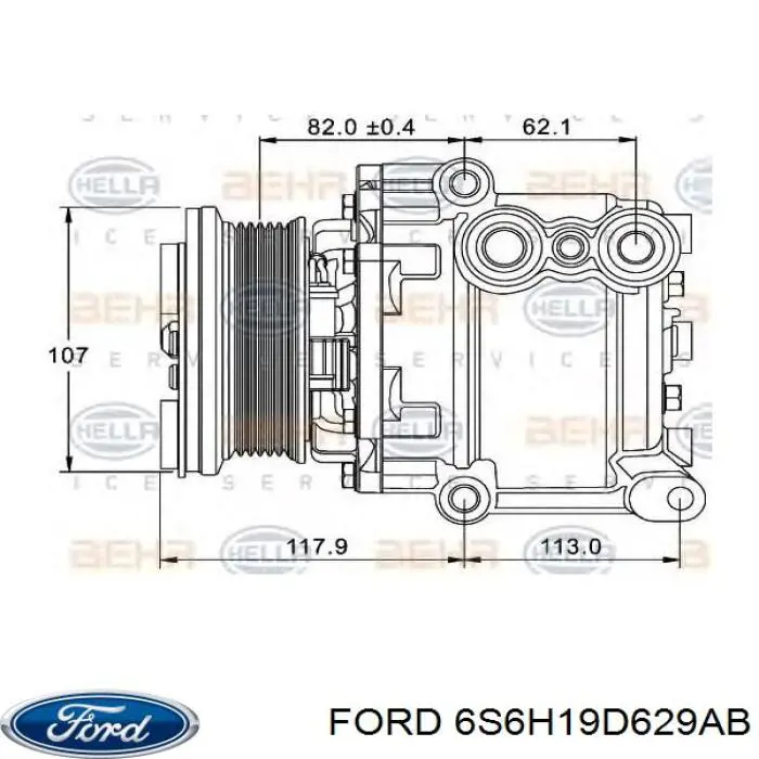 6S6H19D629AB Ford Compresor climatizador