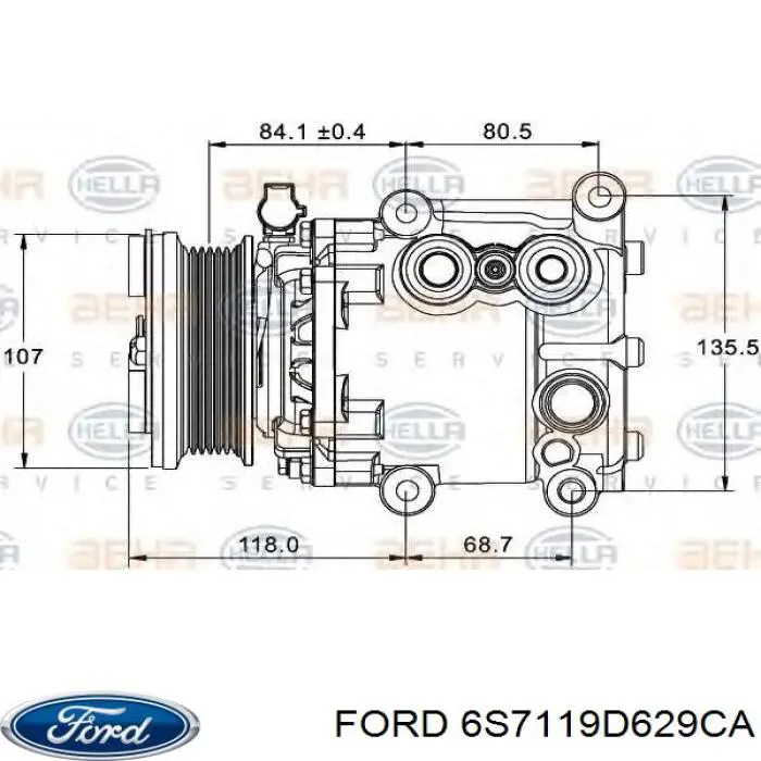 6S71-19D629-CA Ford compresor de aire acondicionado