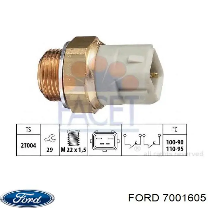 7001605 Ford sensor, temperatura del refrigerante (encendido el ventilador del radiador)
