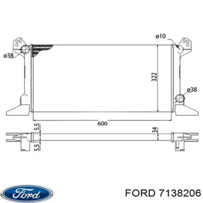 7138206 Ford radiador refrigeración del motor