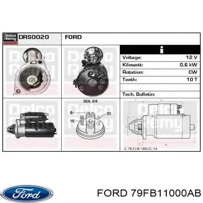 79FB11000AA Ford motor de arranque