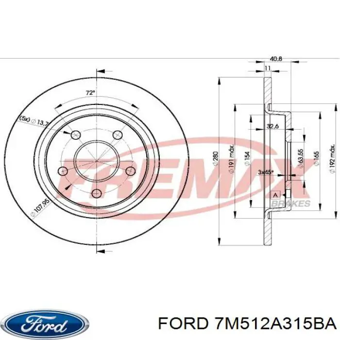 Disco de freno trasero Volvo V40 525, 526