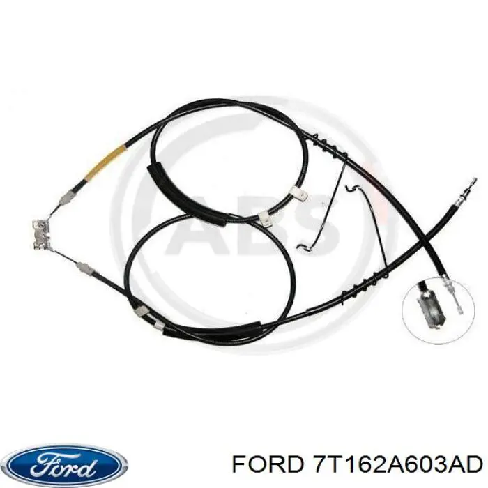 7T162A603AD Ford cable de freno de mano trasero derecho/izquierdo