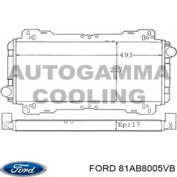 81AB8005VB Ford radiador refrigeración del motor