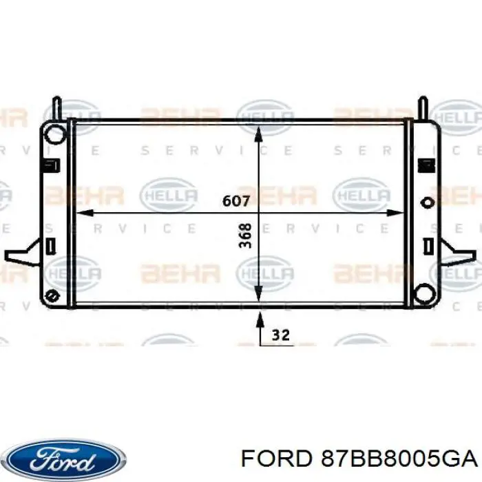 87BB8005GA Ford radiador refrigeración del motor