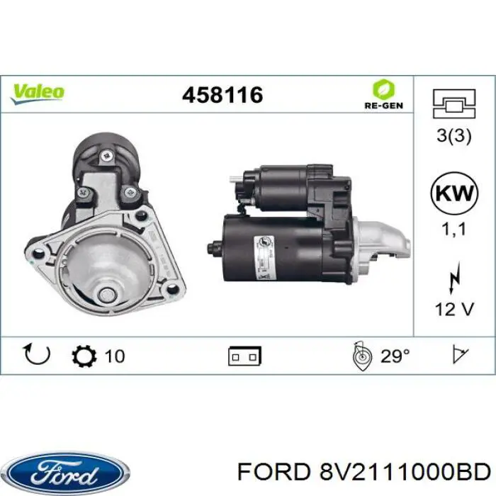Motor de arranque 8V2111000BD Ford