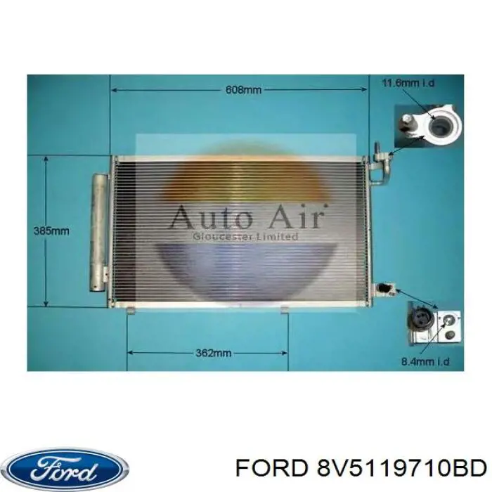 8V5119710BD Ford condensador aire acondicionado