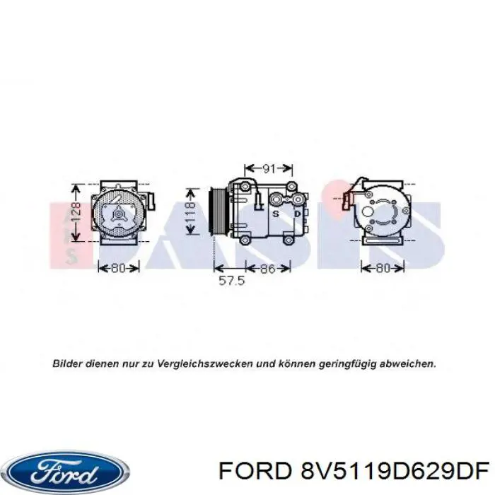 Compresor de aire acondicionado 8V5119D629DF Ford