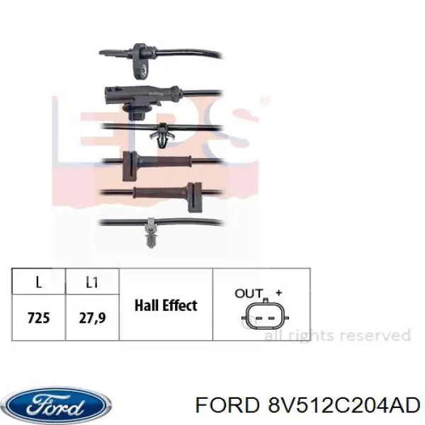 8V512C204AD Ford sensor abs delantero