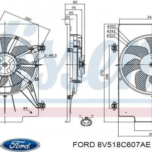 8V518C607AE Ford difusor de radiador, ventilador de refrigeración, condensador del aire acondicionado, completo con motor y rodete