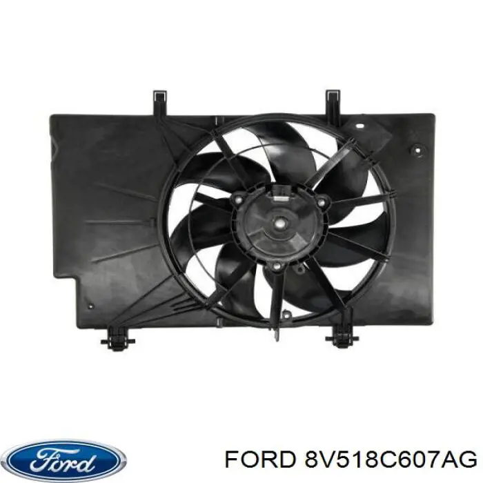 8V51-8C607-AG Ford difusor de radiador, ventilador de refrigeración, condensador del aire acondicionado, completo con motor y rodete