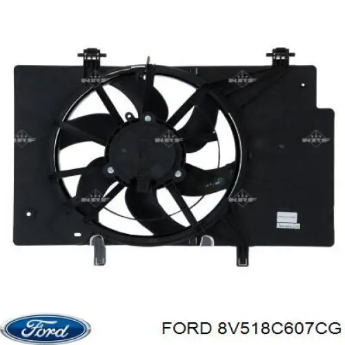 8V518C607CG Ford difusor de radiador, ventilador de refrigeración, condensador del aire acondicionado, completo con motor y rodete