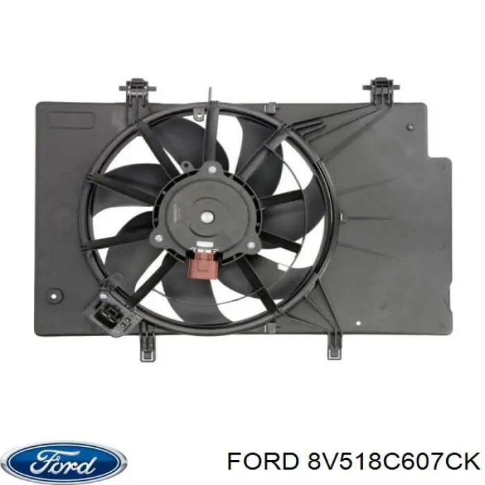 8V518C607CK Ford difusor de radiador, ventilador de refrigeración, condensador del aire acondicionado, completo con motor y rodete