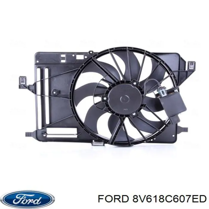 8V618C607ED Ford difusor de radiador, ventilador de refrigeración, condensador del aire acondicionado, completo con motor y rodete