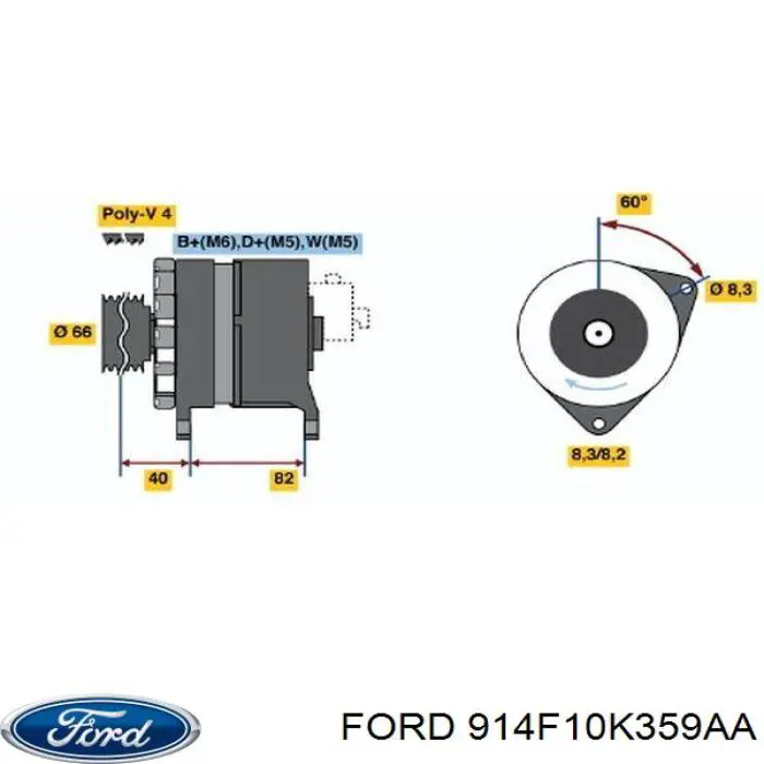 914F10K359AA Ford alternador