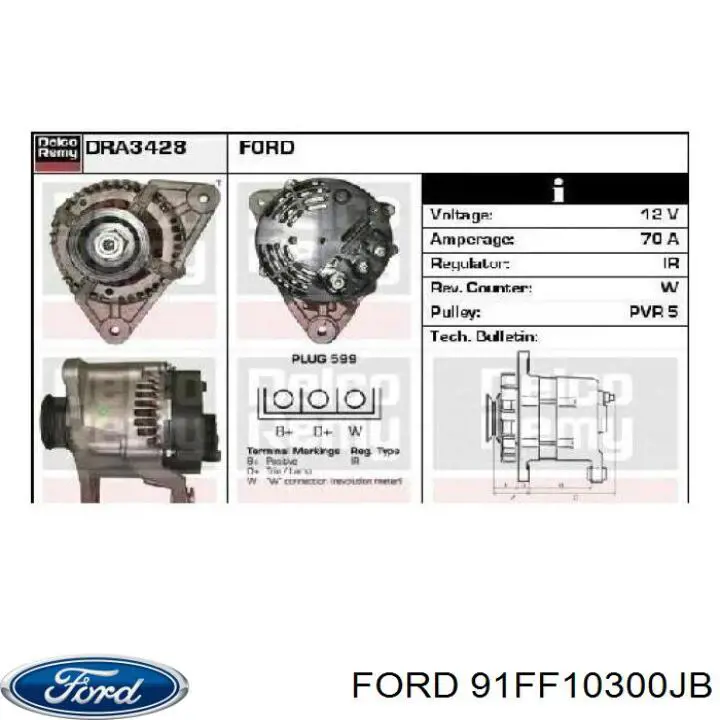 91FF10300JB Ford alternador