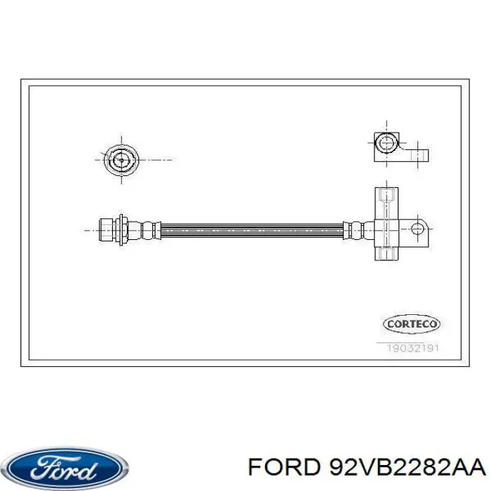 92VB2282AA Ford tubo flexible de frenos trasero