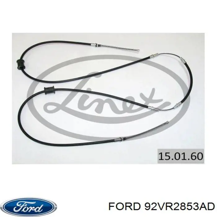 92VR2853AD Ford cable de freno de mano trasero derecho/izquierdo