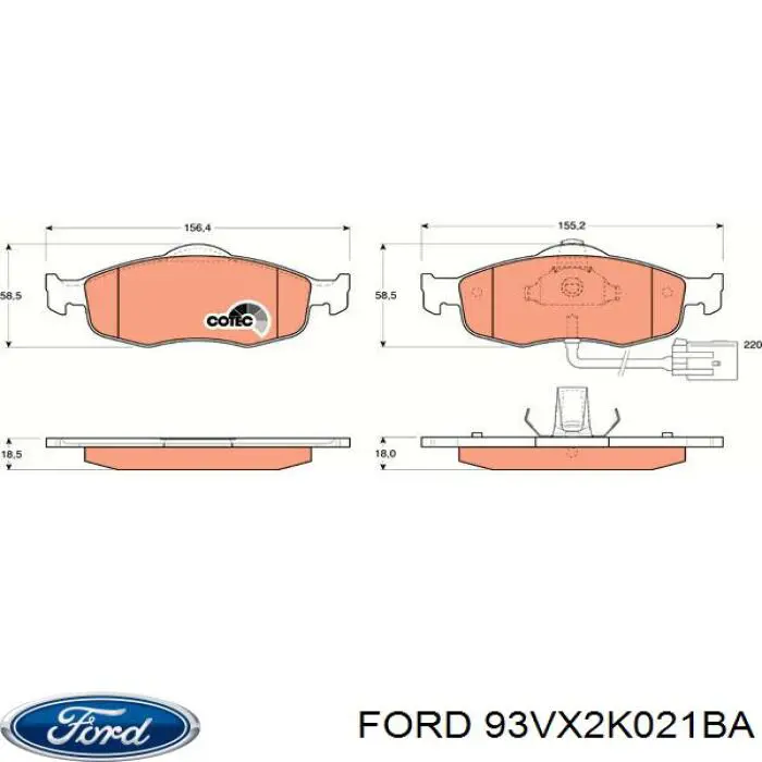 Pastillas freno delanteras Ford 93VX2K021BA precio, desde 29,89 EUR