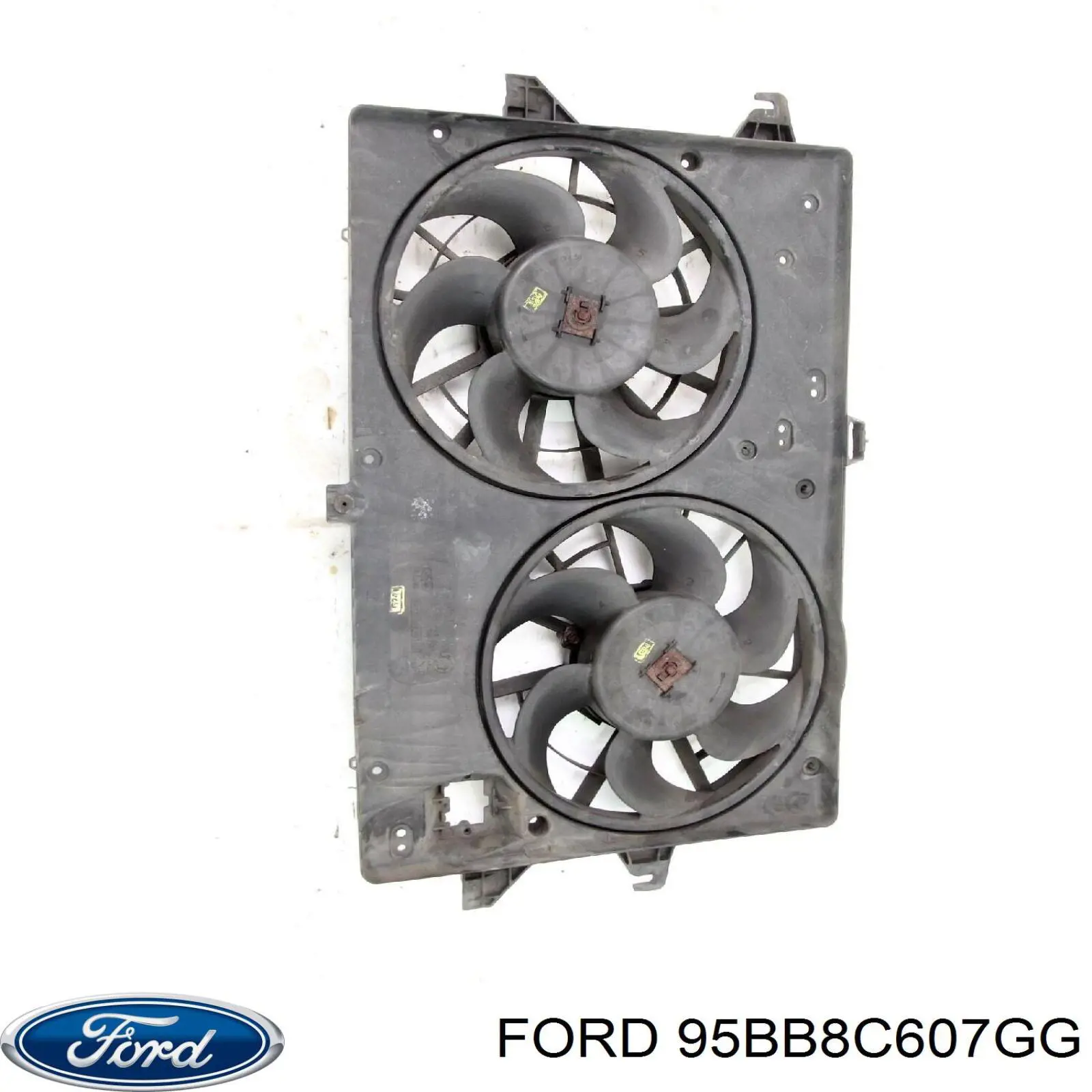 95BB8C607GG Ford difusor de radiador, ventilador de refrigeración, condensador del aire acondicionado, completo con motor y rodete