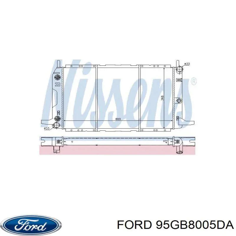 95GB8005DA Ford radiador refrigeración del motor