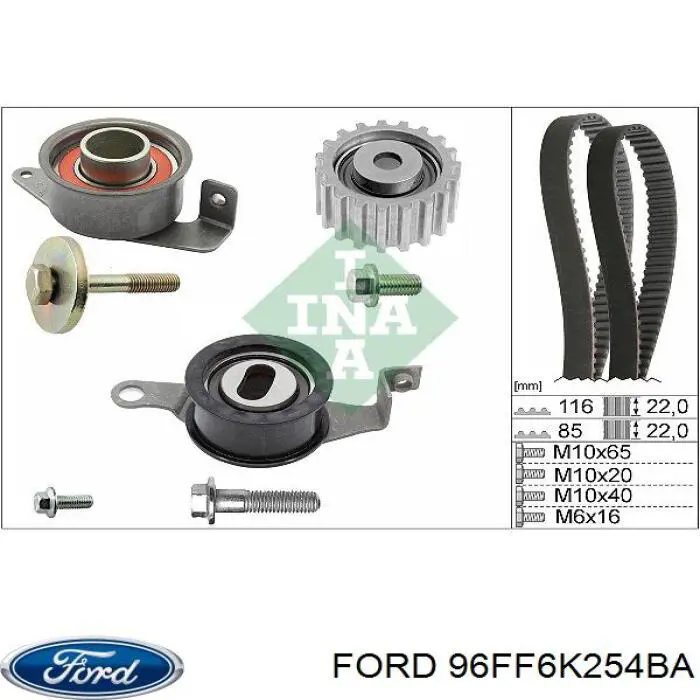 96FF6K254BA Ford polea tensora, correa dentada, bomba de alta presión