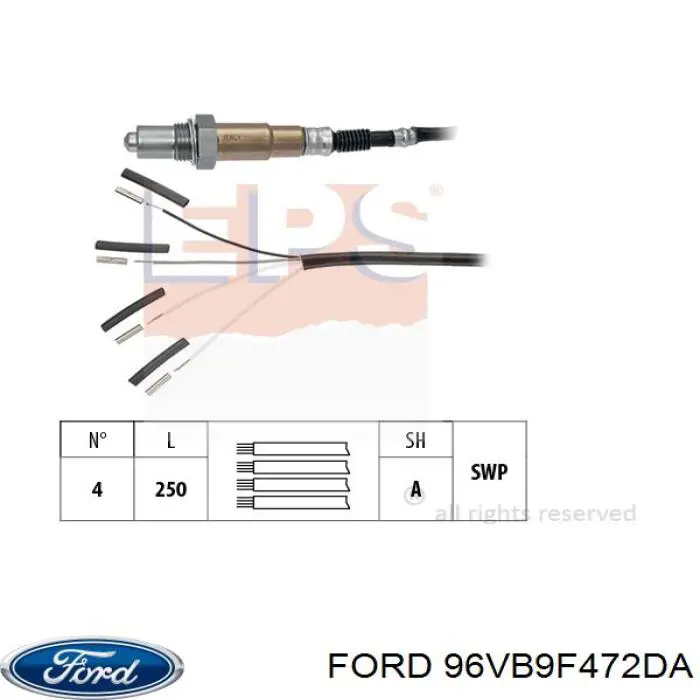 Sonda lambda de oxígeno posterior al catalizador 96VB9F472DA Ford