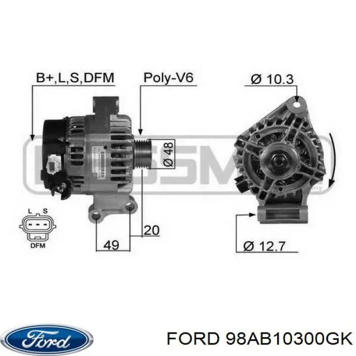 Alternador 98AB10300GK Ford