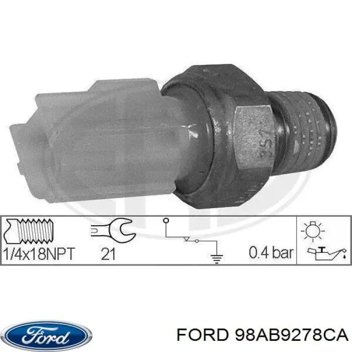 98AB9278CA Ford sensor de presión de aceite