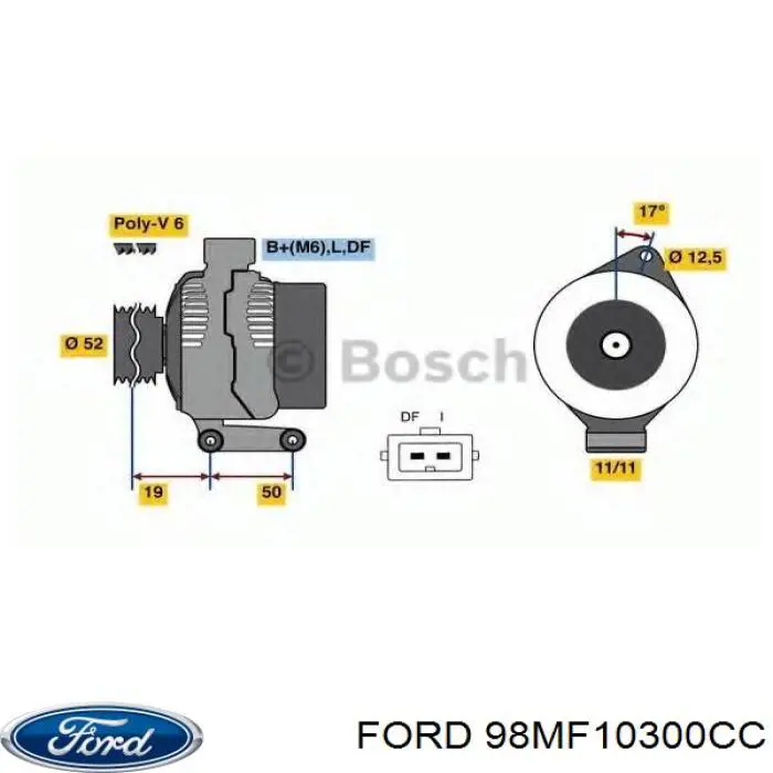 98MF10300CC Ford alternador