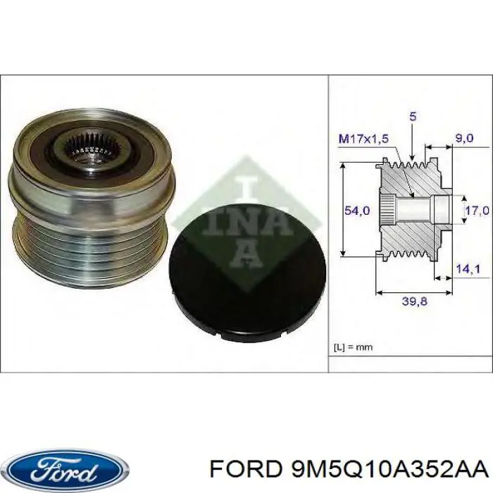 Polea alternador 9M5Q10A352AA Ford