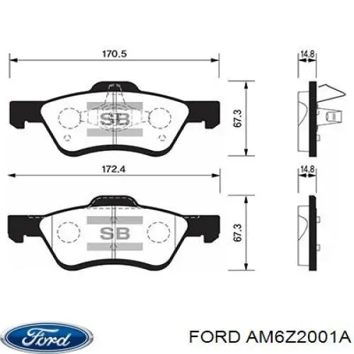 Pastillas freno delanteras Ford AM6Z2001A precio, desde 35,59 EUR