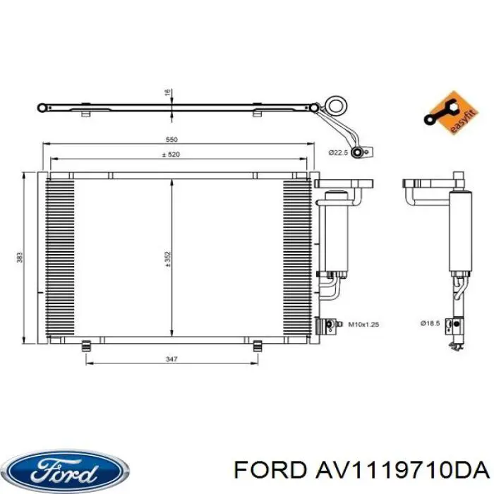 AV1119710DA Ford condensador aire acondicionado