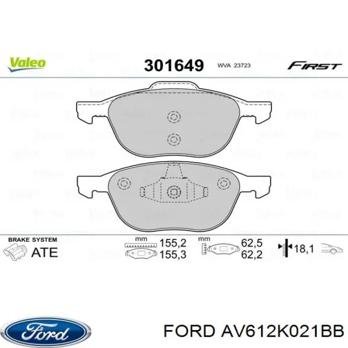 Pastillas freno delanteras Ford AV612K021BB precio, desde 23,98 EUR