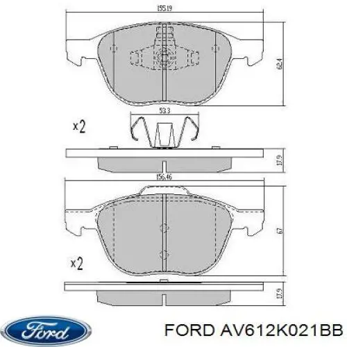 Pastillas de freno AV612K021BB Ford