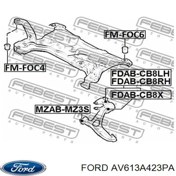 Comprar AV613A423PA Ford Brazo inferior derecho de la suspensión delantera