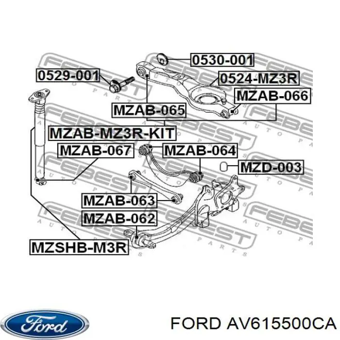 AV615500CA Ford brazo suspension inferior trasero izquierdo/derecho