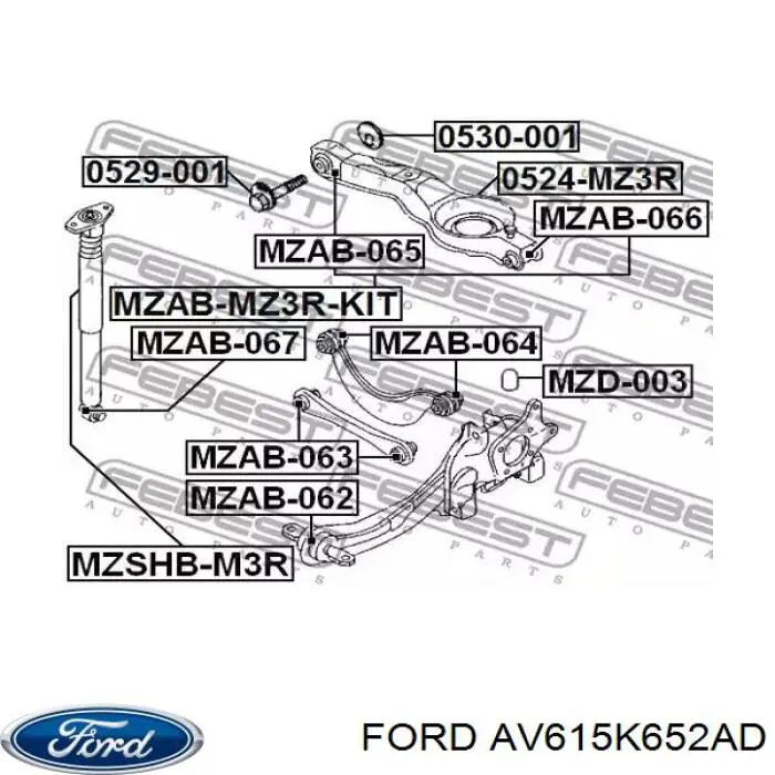 AV615K652AD Ford palanca trasera inferior izquierda/derecha