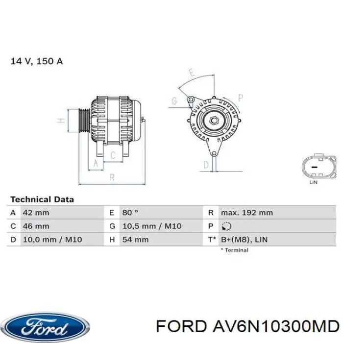 Alternador del motor Ford AV6N10300MD precio, desde 92,56 EUR