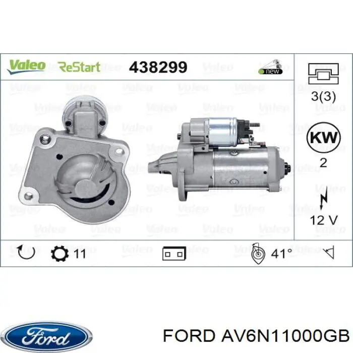 AV6N11000GB Ford motor de arranque