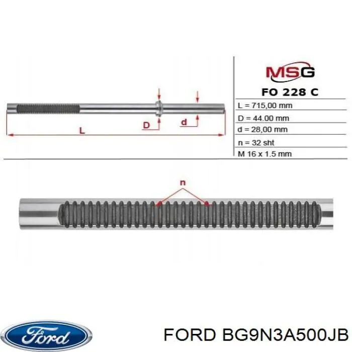 BG9N3A500JB Ford Cremallera caja de direccion