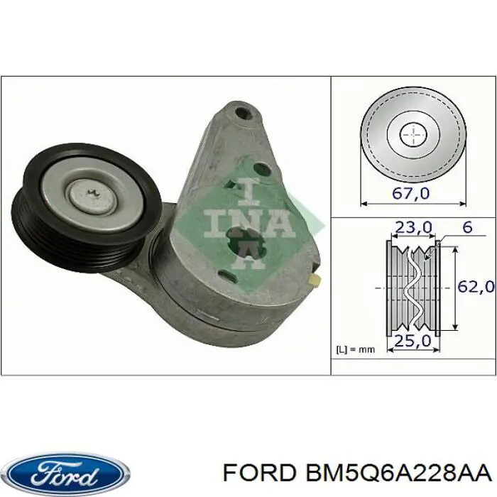 BM5Q6A228AA Ford tensor de correa, correa poli v