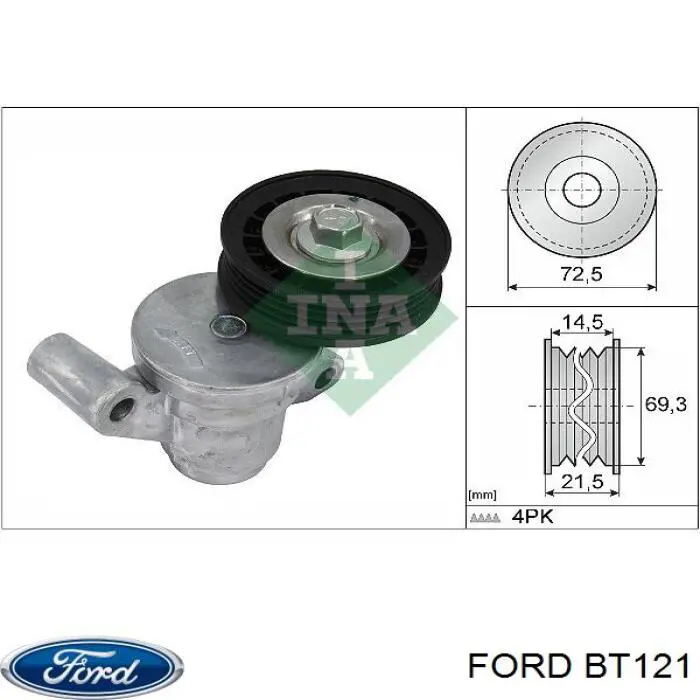 BT121 Ford tensor de correa, correa poli v