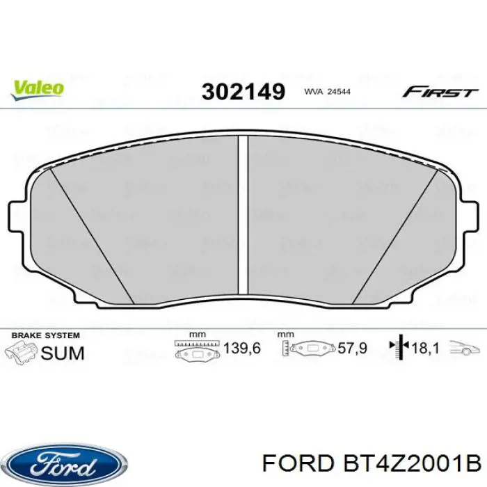 Comprar BT4Z2001B Ford Pastillas delanteras de freno