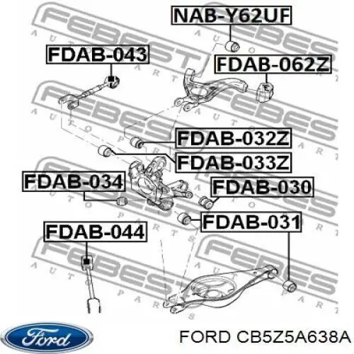 CB5Z5A638A Ford silentblock de brazo de suspensión trasero superior