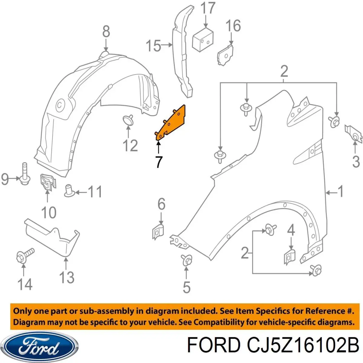 Guardabarros interior derecho, aleta delantera Ford 2434148 precio, desde 32,26 EUR