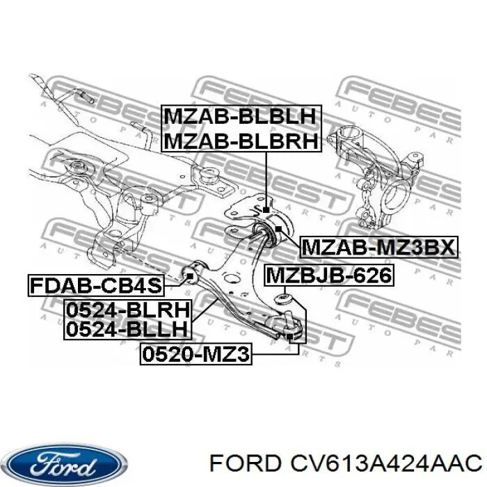 Brazo inferior izquierdo de la suspensión delantera Ford CV613A424AAC precio, desde 71,15 EUR