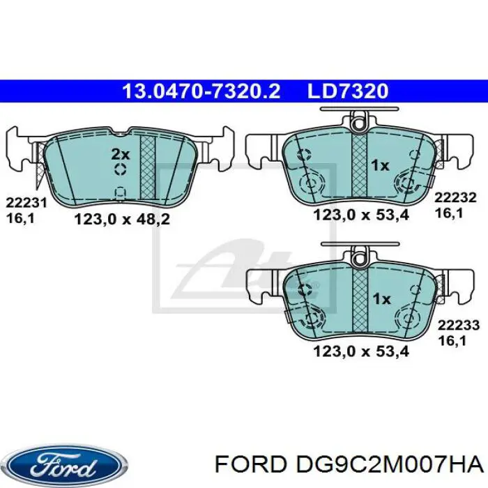 DG9C2M007HA Ford pastillas de freno traseras